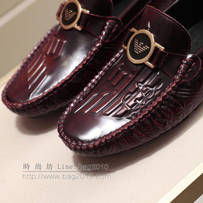 Armani男鞋 阿瑪尼新款 男士時尚休閒鞋 牛漆皮套腳男鞋  jpx1371